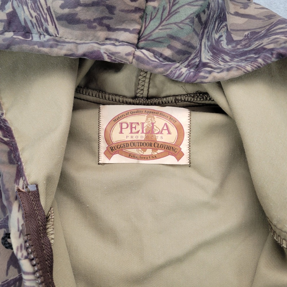 Pella Products Hooded Jacket Mens XL Brown Tree Bark Camo Full Zip Mossy OAK USA - Picture 2 of 9